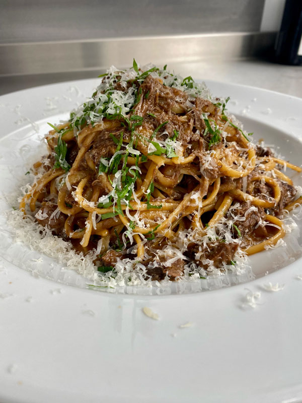 Ox cheek and red wine linguini